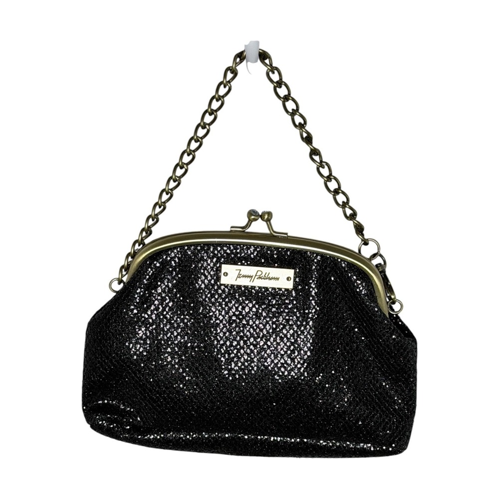 Jenny Packham Boudoir Clutch Women's Small Black Glitter Evening Bag